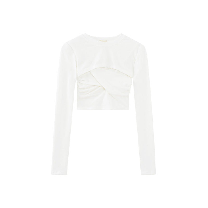 Sexy Pure Desire Style Sling Design Sense Sneaky Design Hot Girl Long Sleeve T-shirt