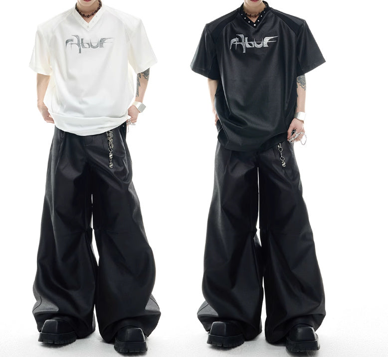 Niche Streamer Texture Deconstruction Split Stitching Short Sleeve