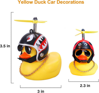 Duck Car Dashboard Decorations 3Pack Rubber Duck for Car Car Accessories Rubber Duck with Thruster Helmet Sunglasses, and Gold Chain Cool Ornaments