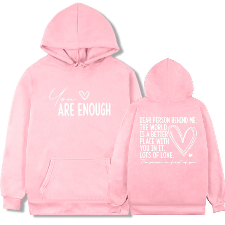 New YOU ARE ENOUGH Lettered Casual Hoodie