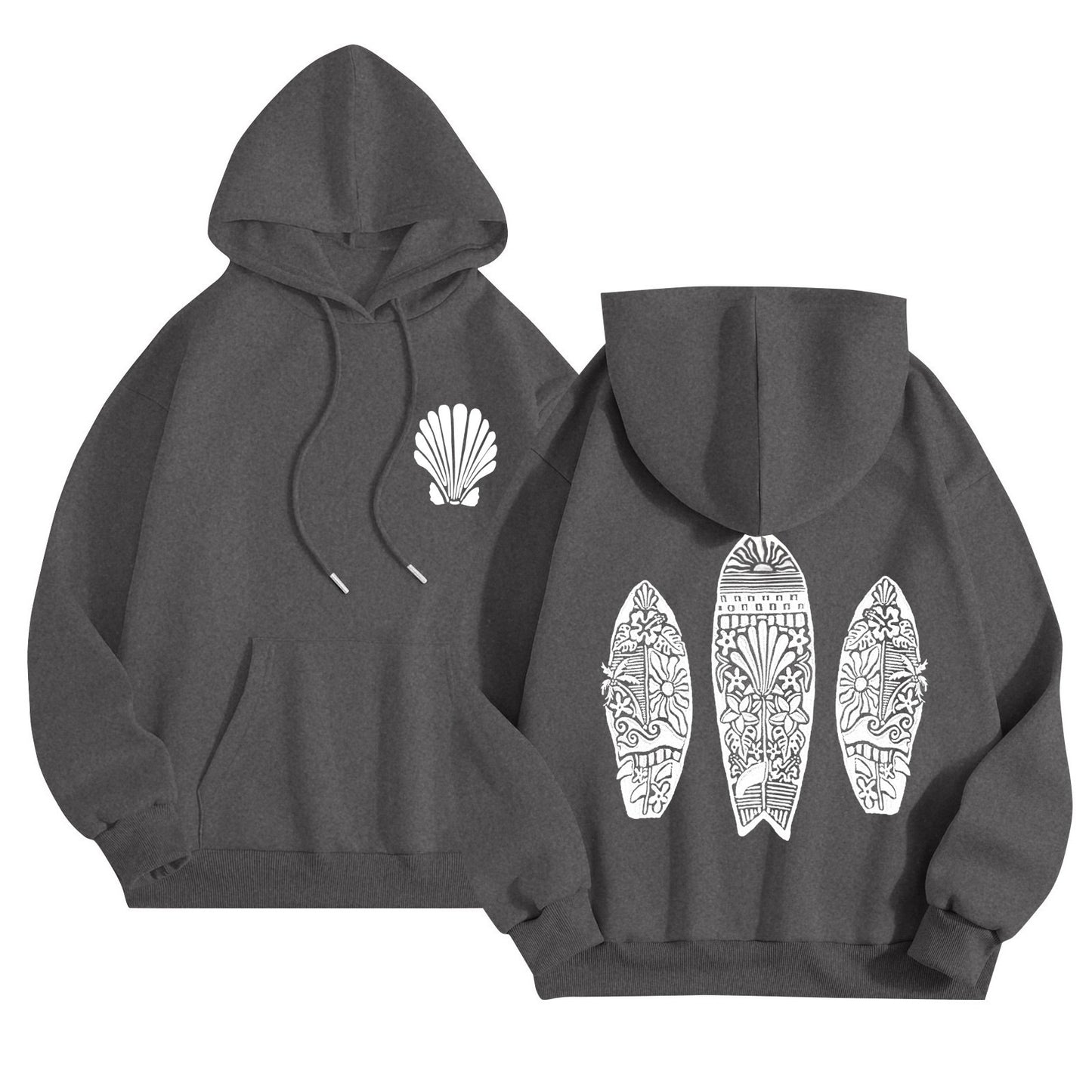 Simple Floral Letter Printing Drop-shoulder Sleeve Ladies Hoodie