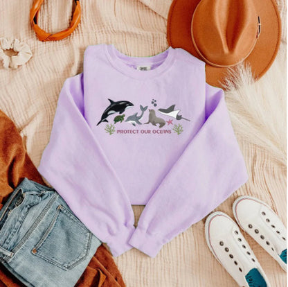 Women's Whale Cotton Fleece Pullover