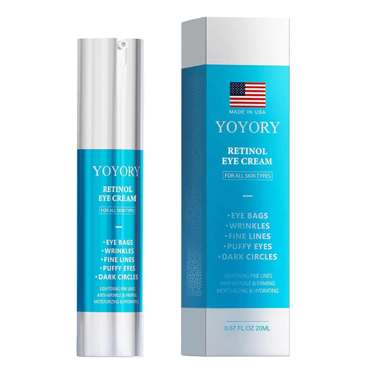 YOYORY Retinol Under Eye Cream - Anti Aging Eye Cream for Dark Circles and Puffiness Eye Bags Wrinkles Fine Lines Skin Care Treatment Moisturizes (0.67 Fl Oz)